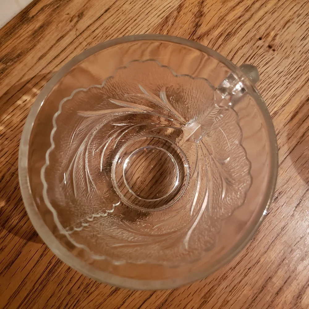 Vtg 1930's Pebble Leaf Crystal Clear Indiana Glass Punch Bowl Tea Cup Twiggy
